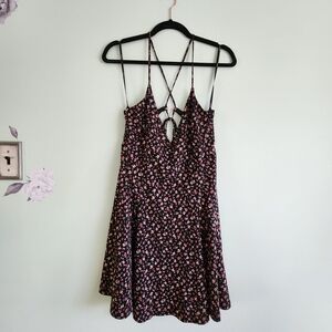 Forever 21 Black and Pink Floral Strappy Dress
